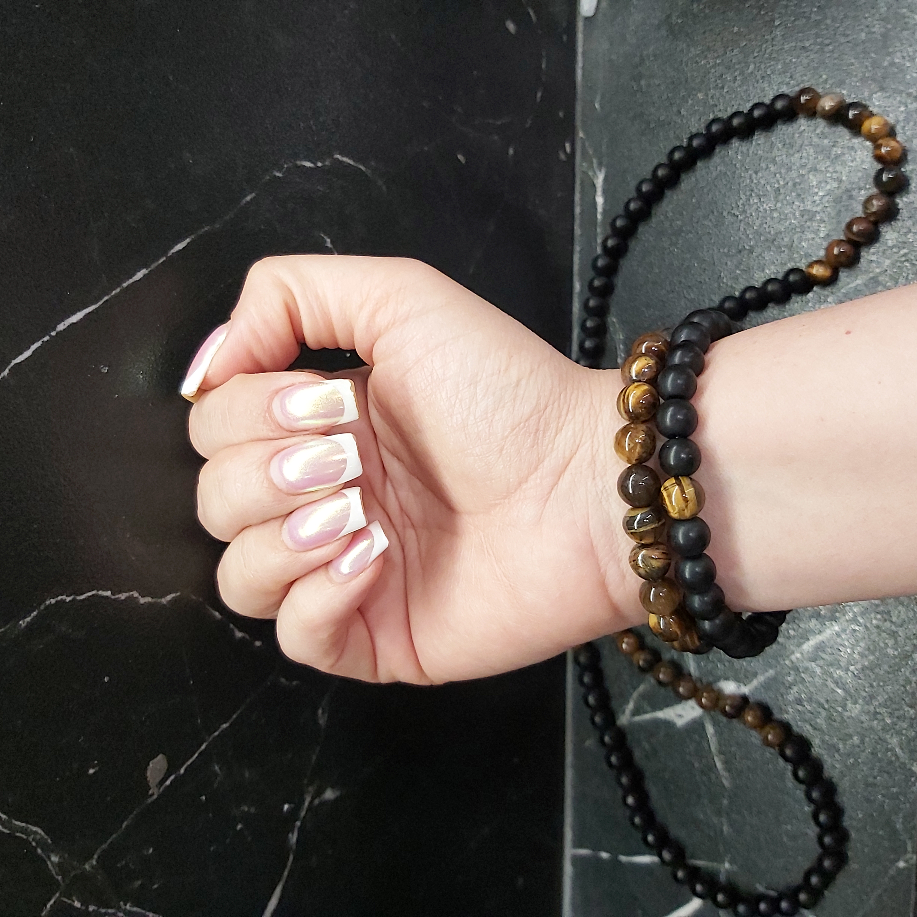 ست سنگ طبیعی چشم ببر و اونیکس سایز 8 میلی