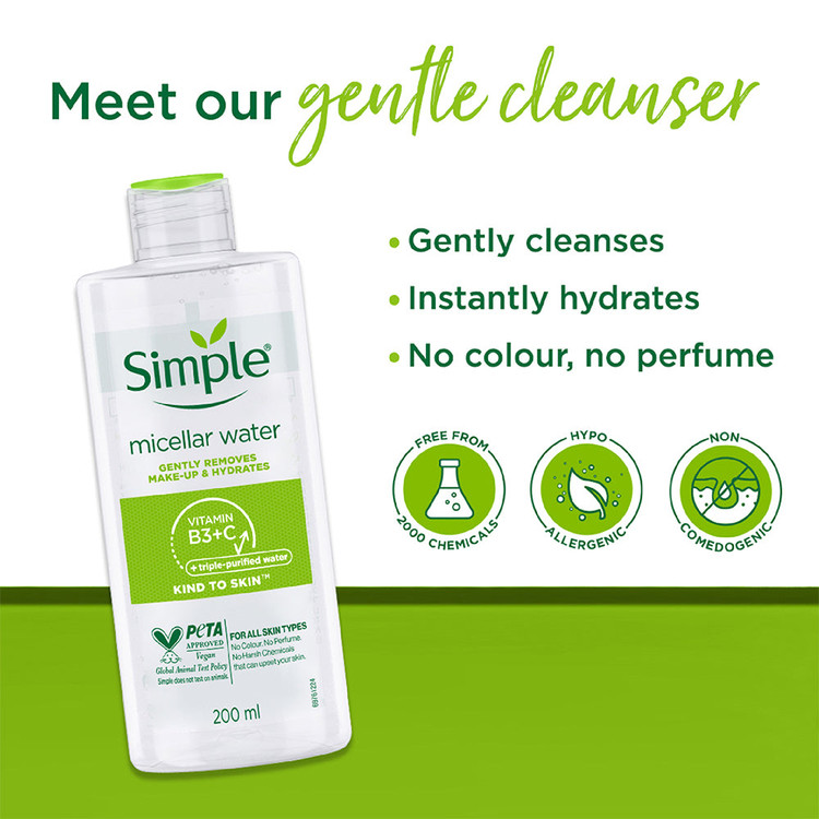 میسلار واتر سیمپل Simple Kind to Skin مناسب انواع پوست حجم ۲۰۰ میل